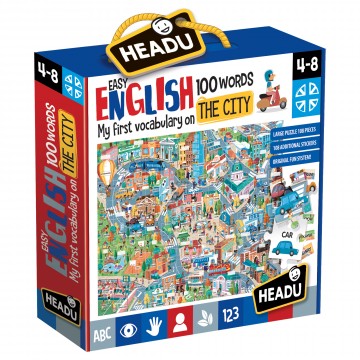 Puzzle Orasul, 100 de cuvinte engleza nivel simplu Montessori Headu